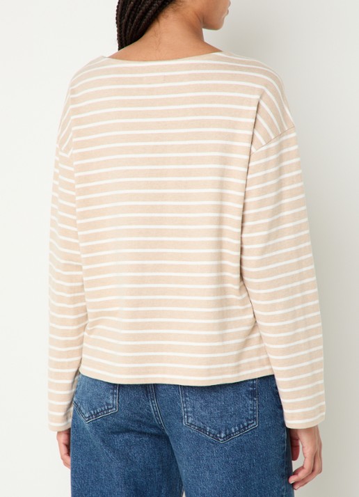 Rails Macy longsleeve met streepprint - achterkant 9 beige