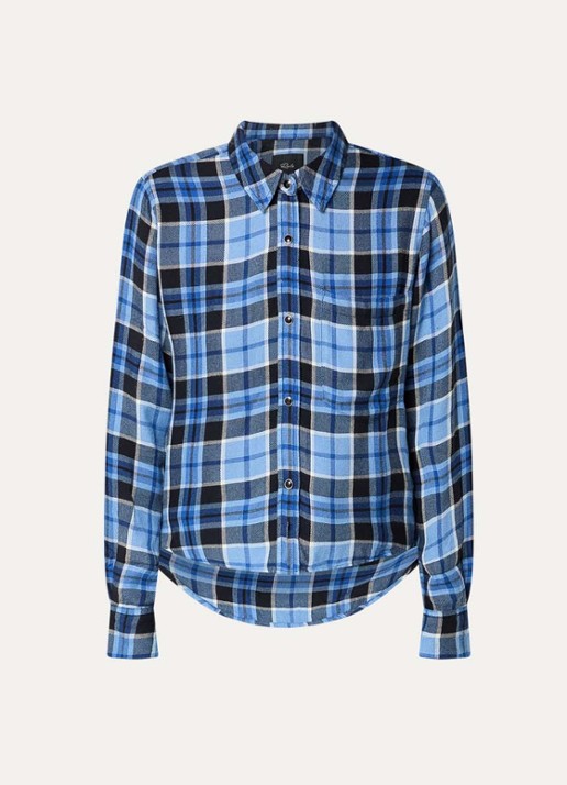 Rails Malin blouse met ruitdessin - voorkant 2 blauw