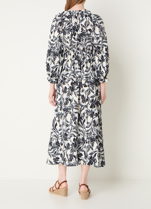 Rails Matia maxi jurk met ballonmouw en print - achterkant gebroken wit