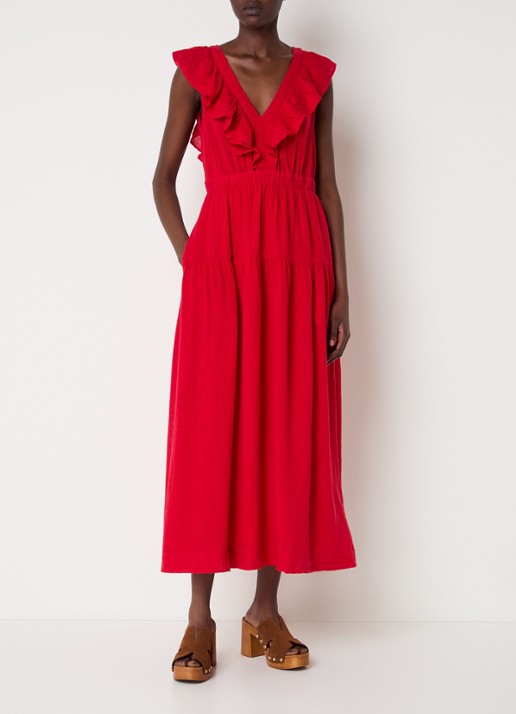 Rails Maxi jurk in linnenblend met ruches