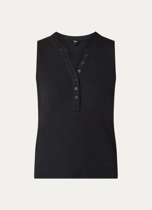 Rails Mayla tanktop met ribstructuur - voorkant zwart