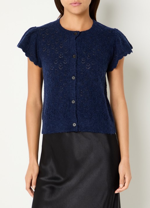 Rails Meeka grofgebreid vest in alpaca wolblend met opengewerkt dessin