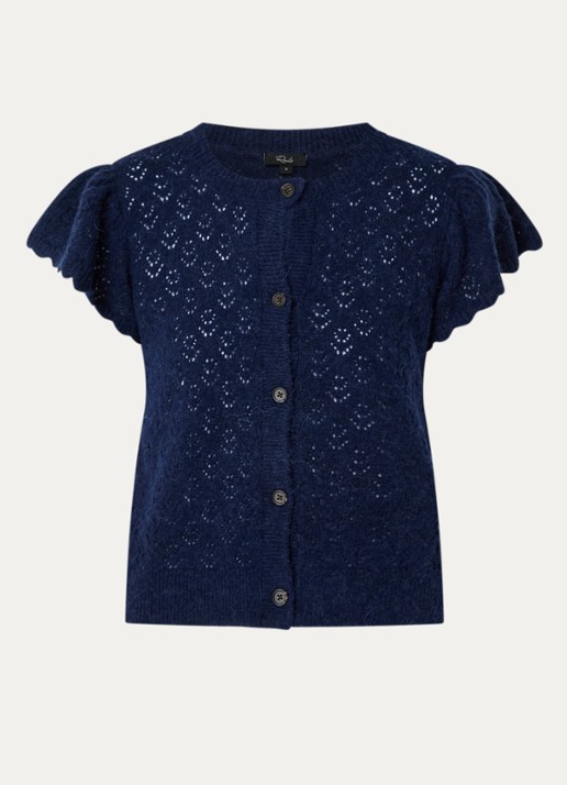 Rails Meeka grofgebreid vest in alpaca wolblend met opengewerkt dessin - voorkant 3 donkerblauw