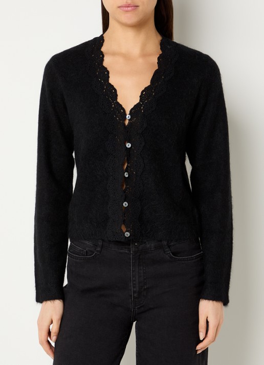 Rails Mer fijngebreid vest in alpaca wolblend met kant