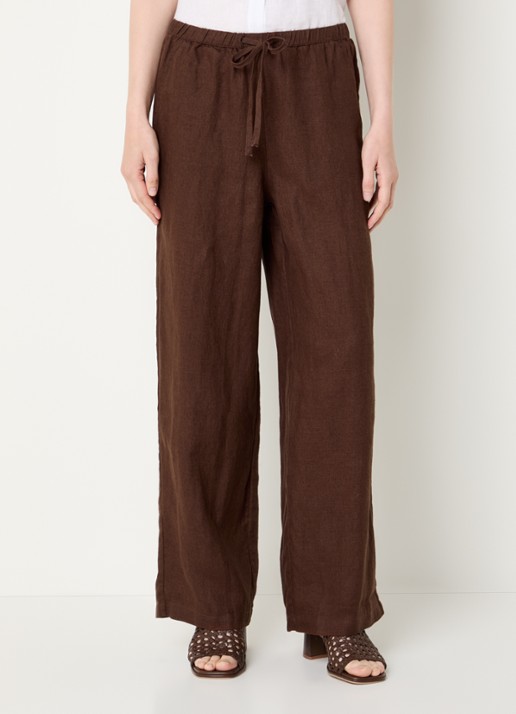 Rails Mid waist straight fit broek van linnen met steekzakken