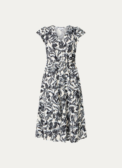 Rails Midi jurk met bloemenprint en steekzakken - voorkant 2 zwart