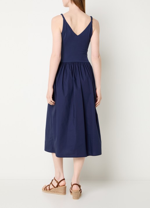 Rails Midi jurk met steekzakken en V-hals - achterkant 2 donkerblauw