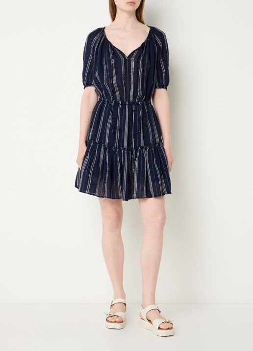 Rails Mini tuniekjurk met streepprint en V-hals - voorkant 2 donkerblauw