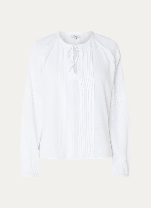 Rails Naples blouse in linnenblend met V-hals - voorkant 2 wit