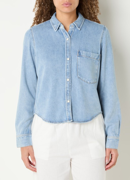 Rails Noa blouse van chambray met borstzak