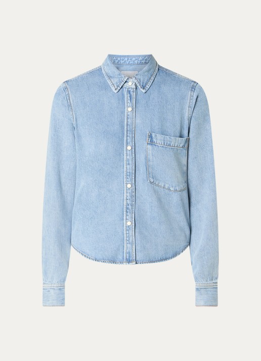 Rails Noa blouse van chambray met borstzak  - voorkant indigo
