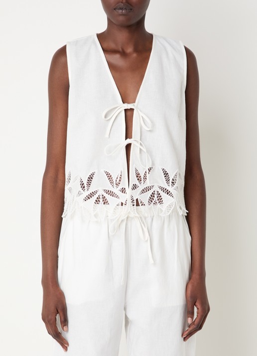 Rails Oregon top met broderie en geknoopt detail