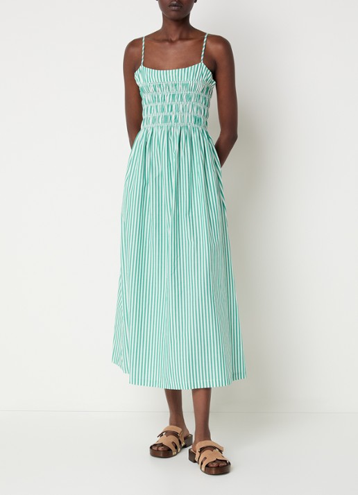 Rails Primrose midi A-lijn jurk met smockwerk en streeprint