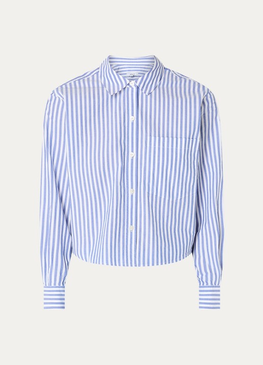 Rails Ramy cropped blouse met streepprint - voorkant 2 lichtblauw