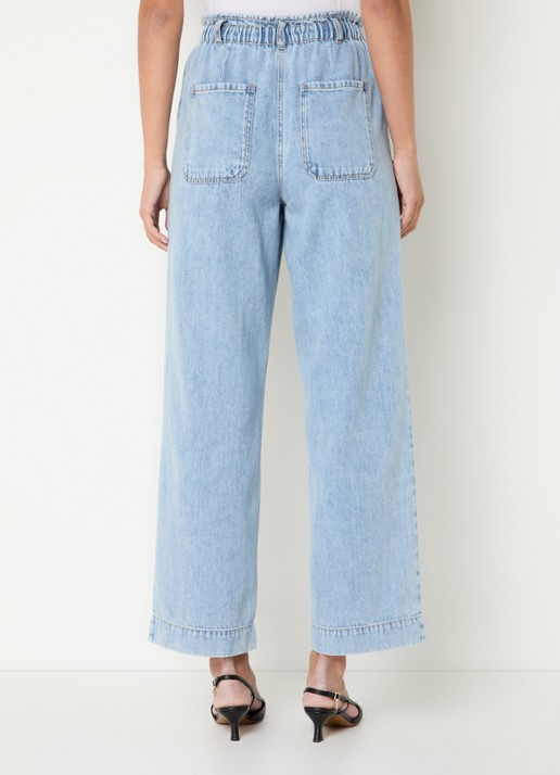 Rails Ryan high waist loose fit jeans  met trekkoord - achterkant lichtblauw
