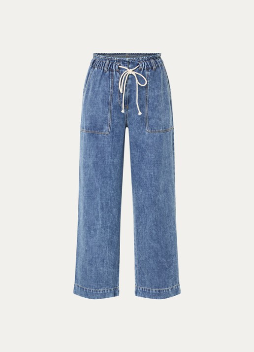 Rails Ryan high waist straight fit broek  met steekzakken - voorkant indigo