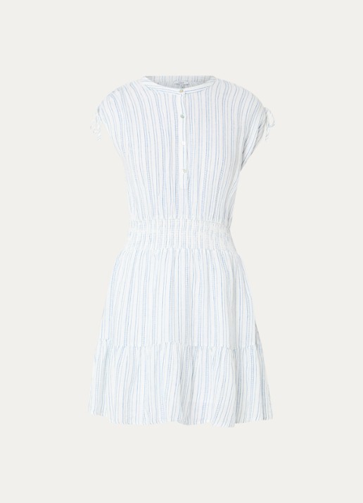 Rails Samina midi tuniekjurk in linnenblend met smockwerk - voorkant 2 wit