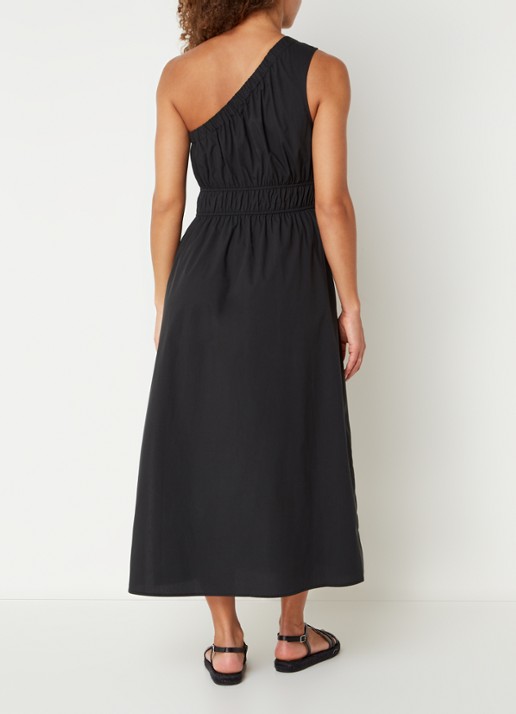 Rails Selani one shoulder midi jurk   - achterkant 4 zwart