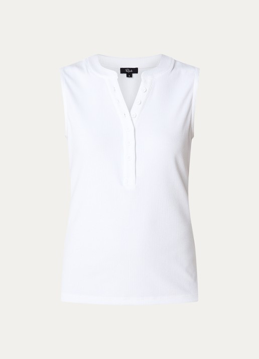 Rails Tanktop met ribstructuur en split - voorkant 3 wit