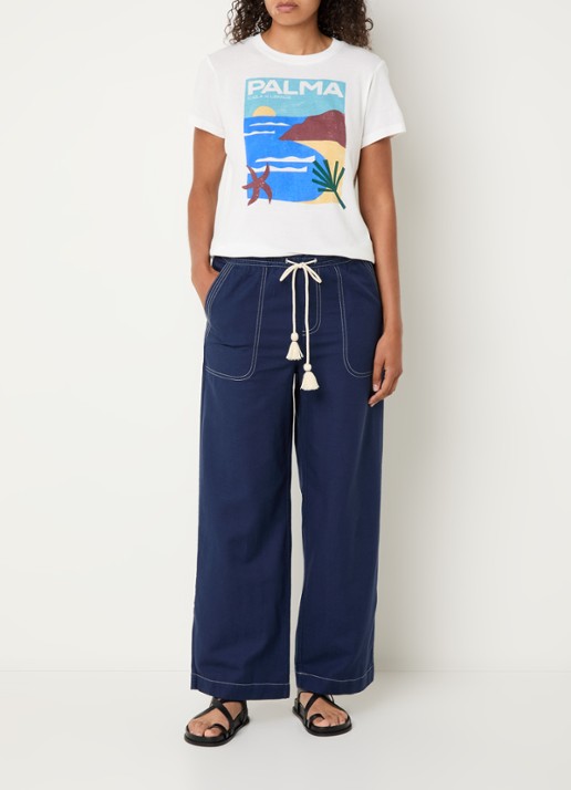 Rails The Classic Crew T-shirt met print - voorkant 4 gebroken wit
