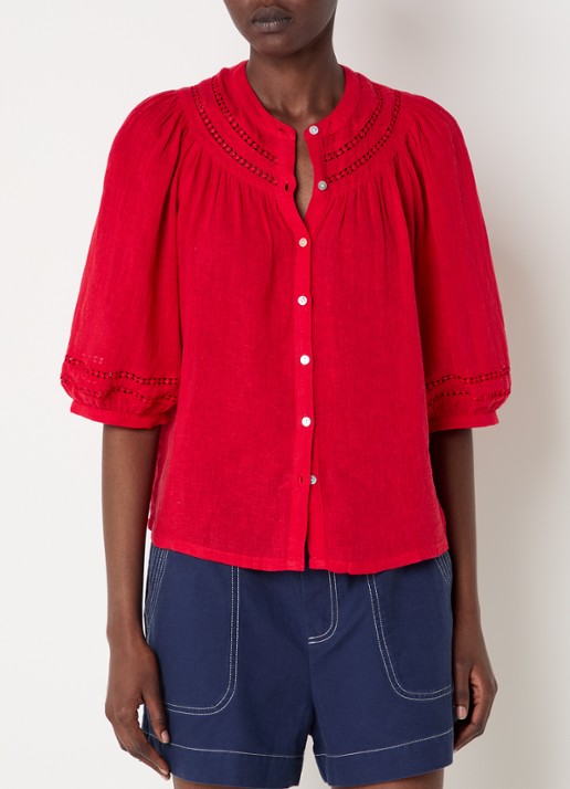 Rails Theia blouse in linnenblend met broderie