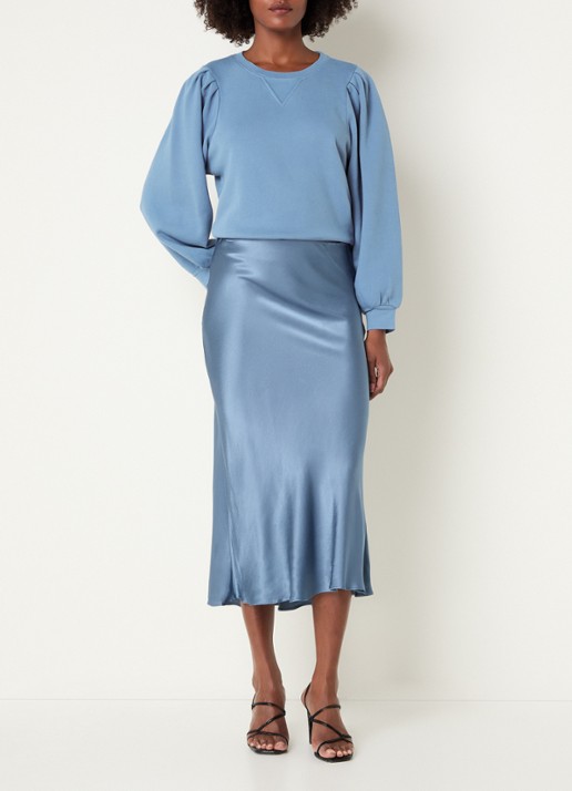 Rails Tiffany sweater met pofmouw - voorkant 4 staalblauw