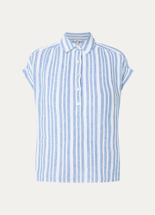 Rails Tuscany tuniek in linnenblend met streepprint - voorkant 2 blauw