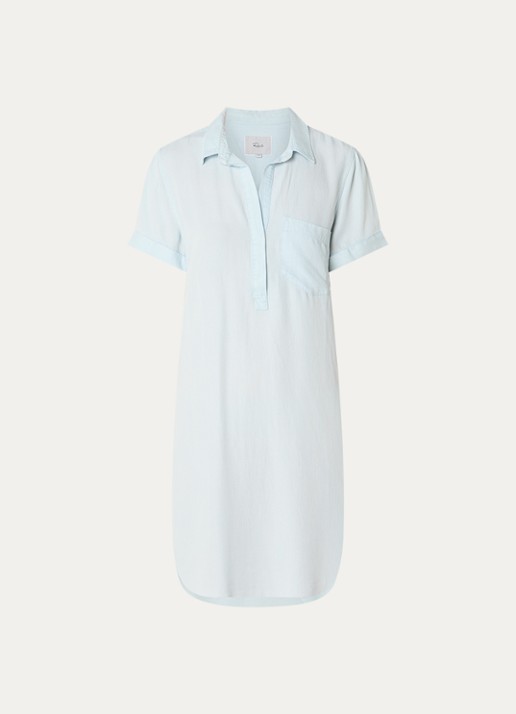 Rails Valerie mini blousejurk met borstzak - voorkant 2 lichtblauw