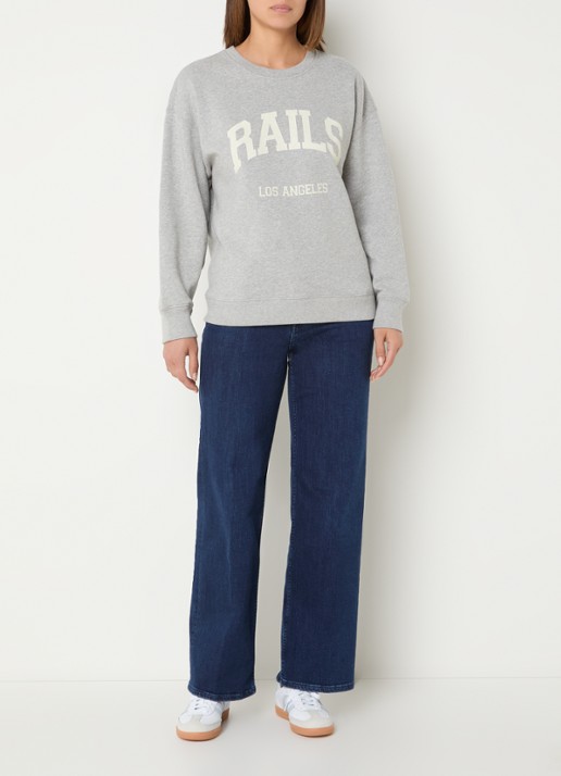 Rails Varsity sweater met logoprint - voorkant 3 grijsmele