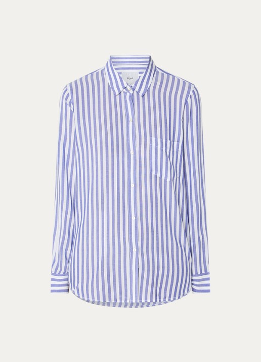 Rails Wren blouse met streepprint en borstzak - voorkant blauw