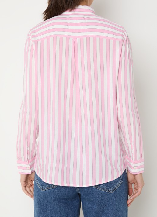Rails Wren blouse met streepprint en borstzak - achterkant 4 lichtroze