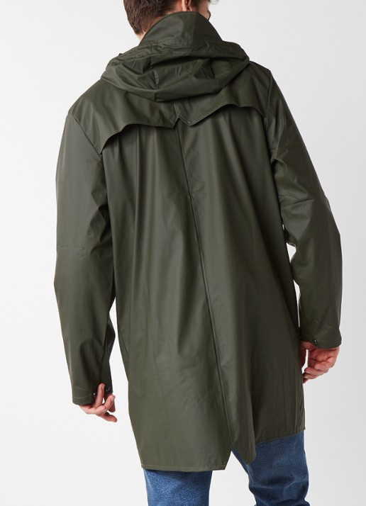 Rains 1202 unisex longline regenjas  - achterkant 5 groen