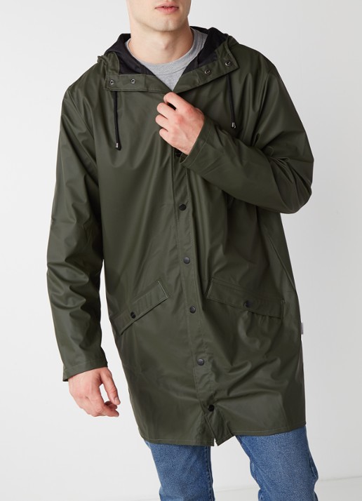 Rains 1202 unisex longline regenjas  - detail 3 groen