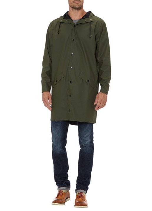 Rains 1202 unisex longline regenjas  - detail 4 groen
