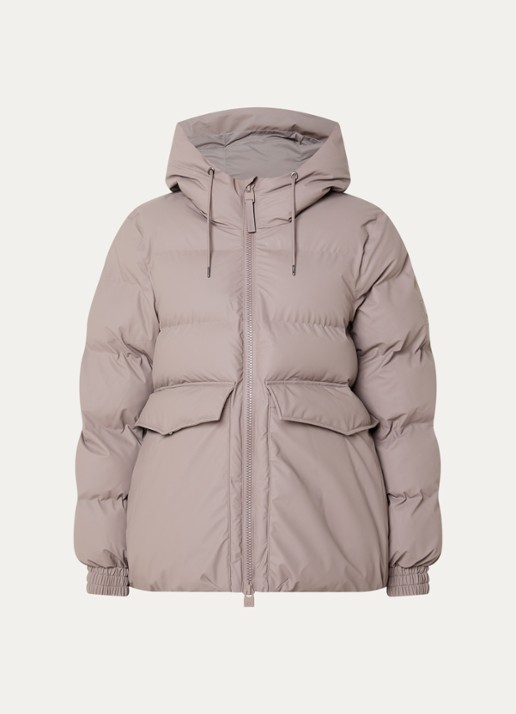 Rains Alta A-Line pufferjack met capuchon - voorkant 2 grijs