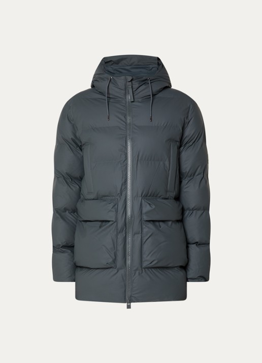 Rains Alta gewatteerde parka met capuchon - voorkant 3 grijs