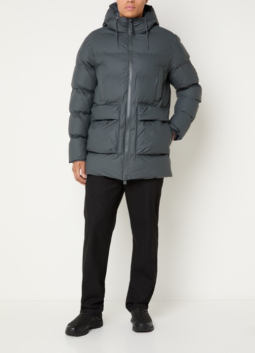 Rains Alta gewatteerde parka met capuchon - voorkant 4 grijs