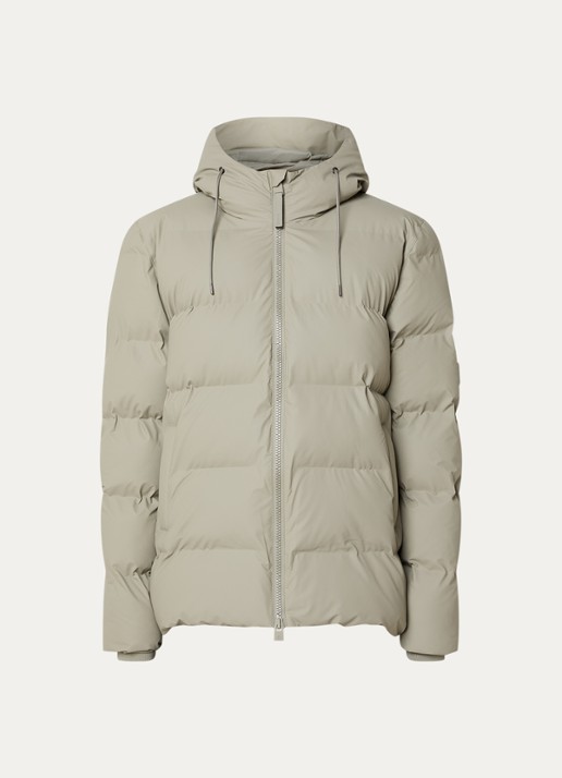 Rains Alta puffer jack met capuchon en steekzakken - voorkant olijfgroen