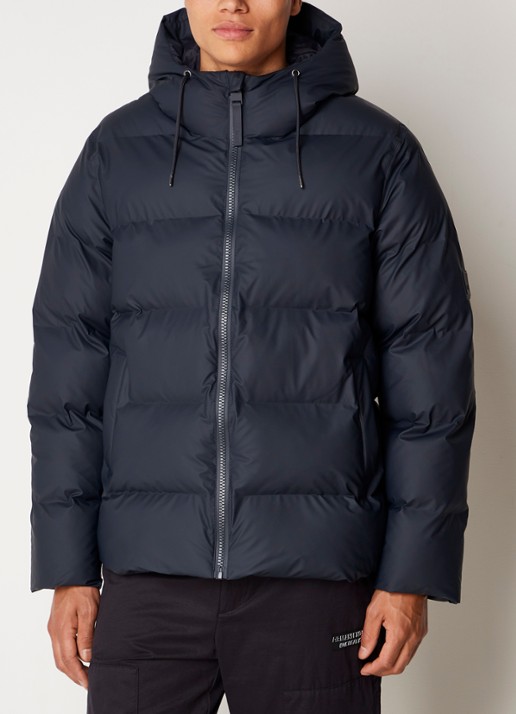 Rains Alta puffer jack met capuchon en steekzakken - detail 2 donkerblauw