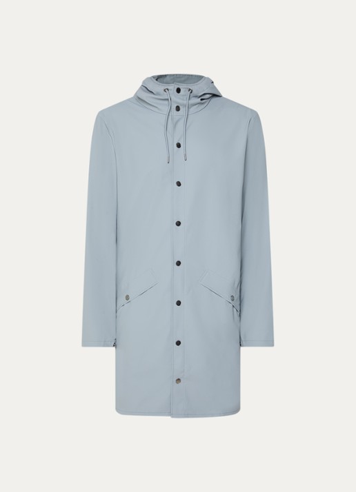 Rains Bold regenjas met capuchon en klepzakken - voorkant 2 blauwgrijs