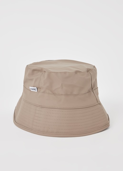 Rains Bucket hoed met logo - voorkant donkerbeige