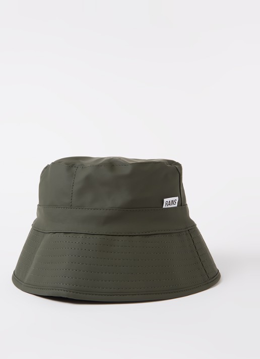 Rains Bucket hoed met logo - voorkant legergroen