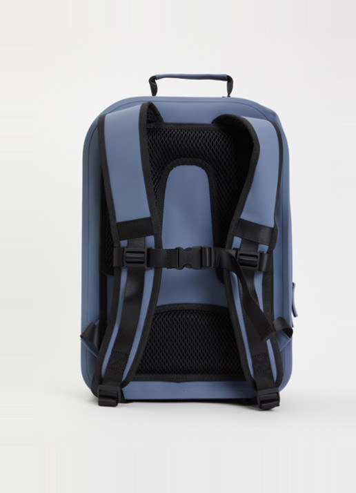 Rains Deepwater rugzak met 15 inch laptopvak en waterdichte coating - achterkant 3 blauwgrijs
