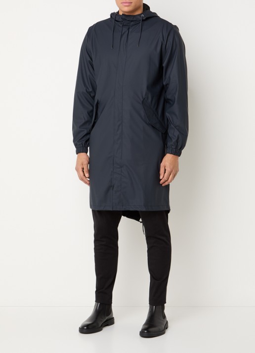 Rains Fishtail parka met capuchon en waterafstotende coating - voorkant 4 donkerblauw