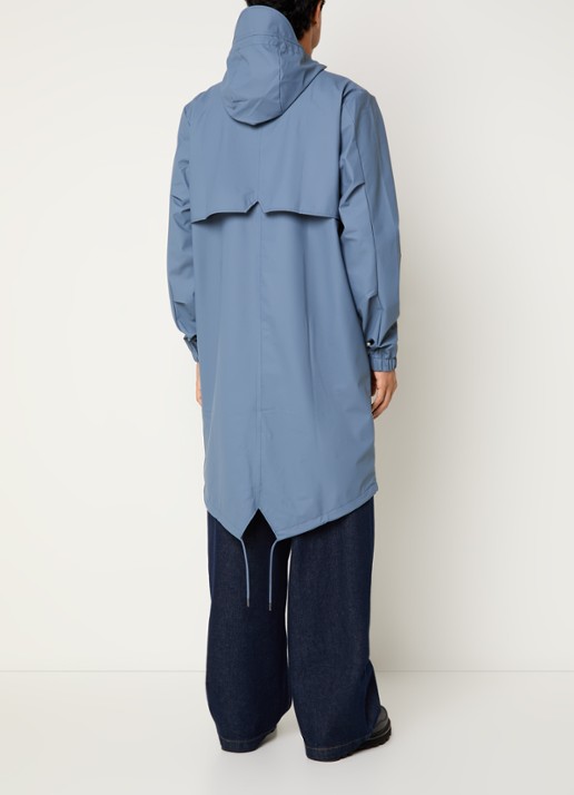 Rains Fishtail parka met steekzakken - achterkant staalblauw
