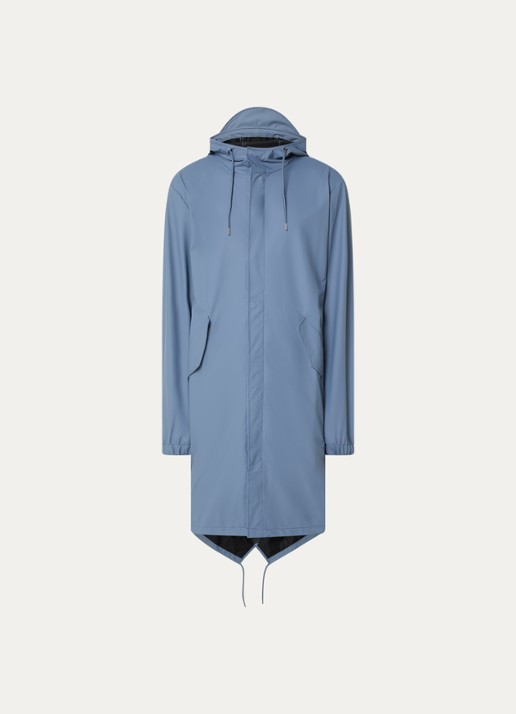 Rains Fishtail parka met steekzakken - voorkant 3 staalblauw