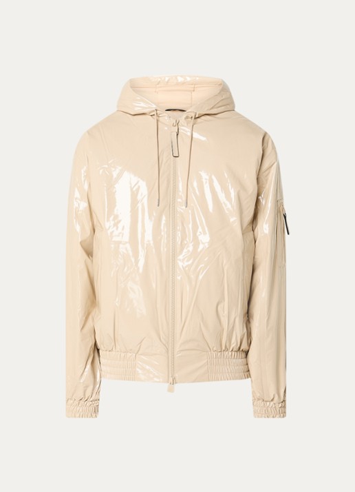 Rains Lohja gewatteerd bomberjack met glanzende finish - voorkant beige
