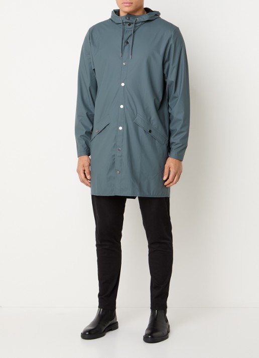 Rains Parka met capuchon en waterafstotende coating - voorkant 4 petrol
