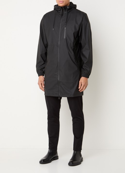 Rains Parka met capuchon en waterafstotende coating - voorkant 2 zwart