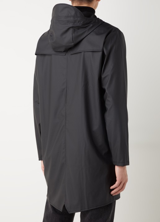 Rains Regenjack met capuchon en klepzakken - unisex - achterkant 4 zwart